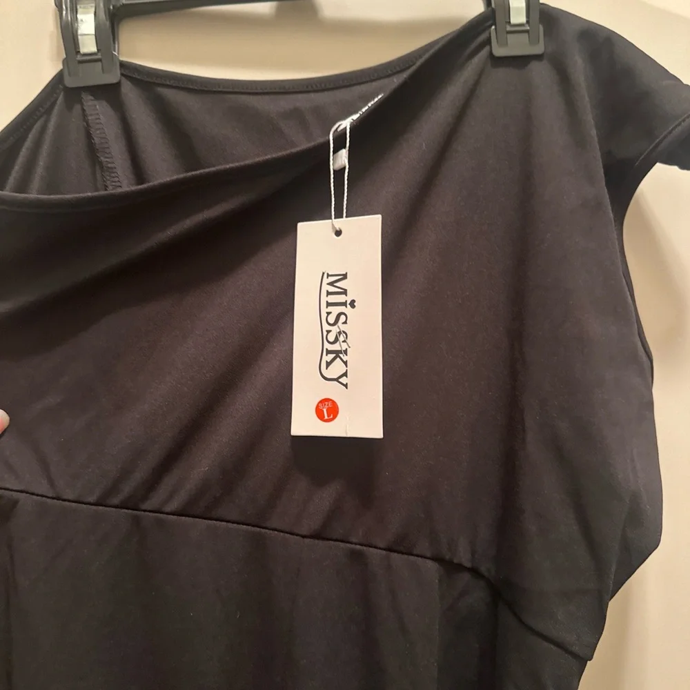 NWT MissSky Women’s Chic One-Shoulder Black Evening Dress